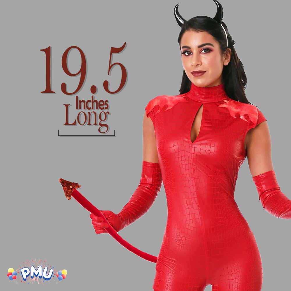 PMU Rubie Red Felt Devil Tail - Perfect for Halloween Cosplays, Birthdays, Holidays & Theme Parties - Best Party Accessory for Male & Female - 19.5 Inch