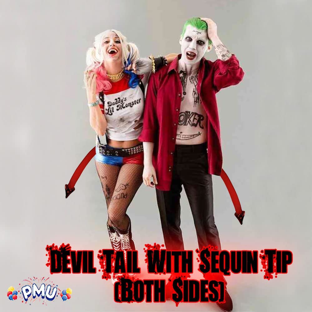 PMU Rubie Red Felt Devil Tail - Perfect for Halloween Cosplays, Birthdays, Holidays & Theme Parties - Best Party Accessory for Male & Female - 19.5 Inch