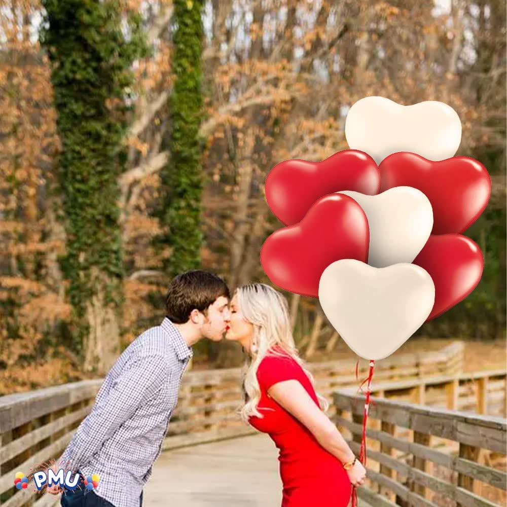 PMU Heart Shaped Balloons 15 Inch PartyTex Premium Latex Valentines Day, Weddings, Birthdays, Anniversaries, Engagements