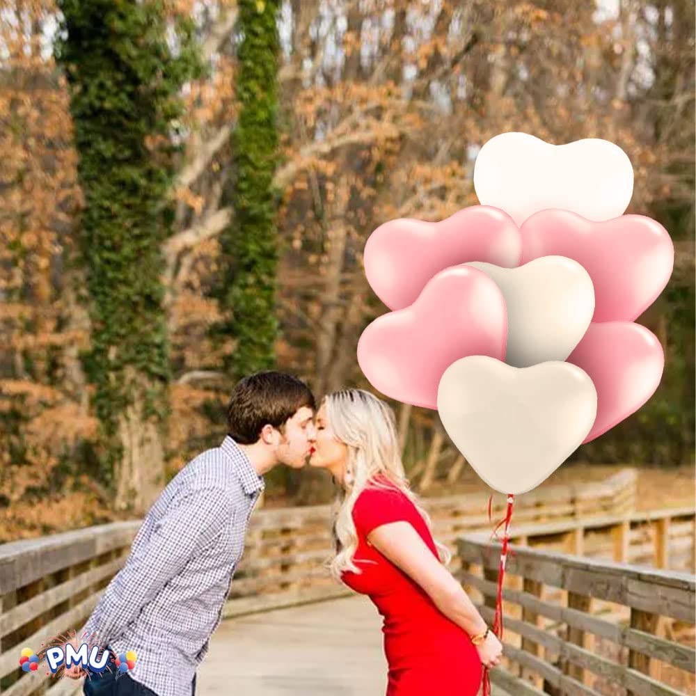 PMU Heart Shaped Balloons 15 Inch PartyTex Premium Latex Valentines Day, Weddings, Birthdays, Anniversaries, Engagements