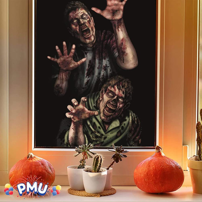 PMU Halloween Window Poster  - Perfect Halloween Painting Posters for Room & Wall Art - Scary Party Theme Supplies - Backlit Poster