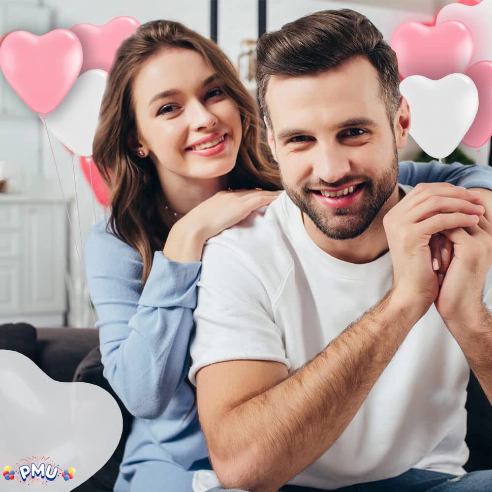 PMU Heart Shaped Balloons 15 Inch PartyTex Premium Latex Valentines Day, Weddings, Birthdays, Anniversaries, Engagements