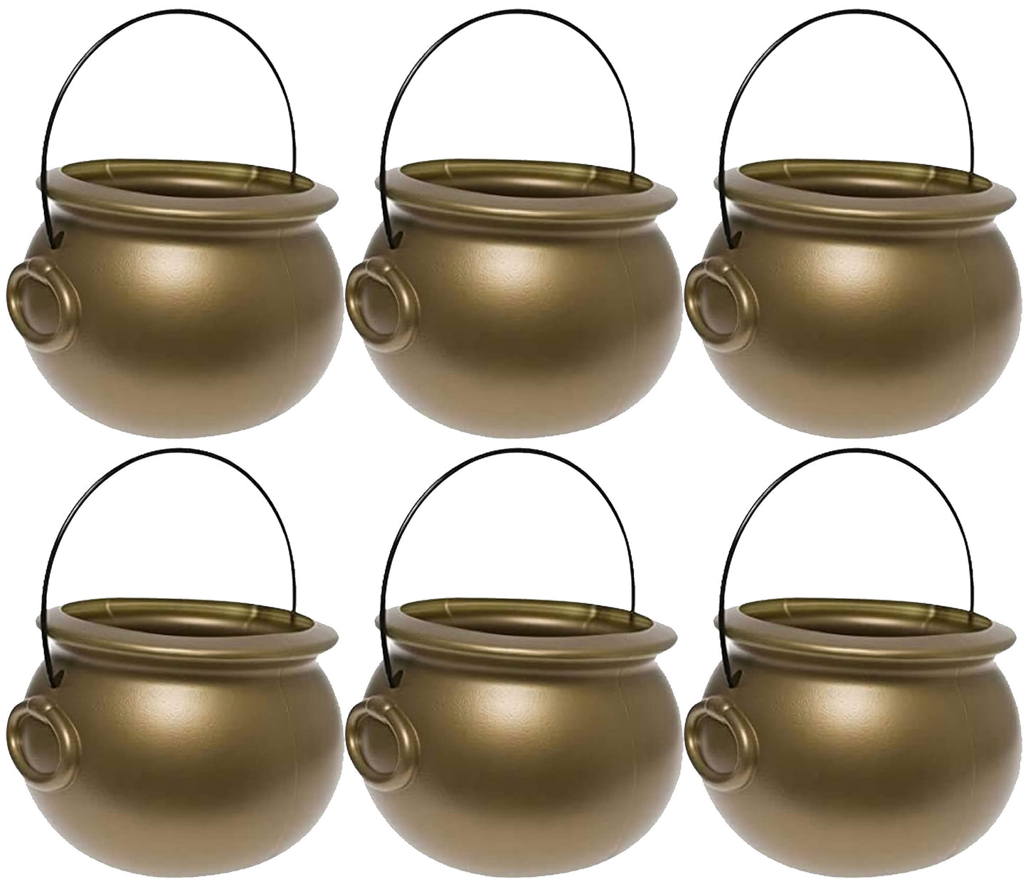 PMU Halloween Cauldron - Blow Mold Plastic Party Accessory - Candy Holder for Kids - Halloween Party Favors & Supplies – Perfect for Decoration - 8 Inch Gold