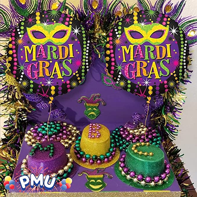 PMU Mardi Gras 18 Inch Mylar-Foil Balloon Party Accessories Indoor/Outdoor Decoration