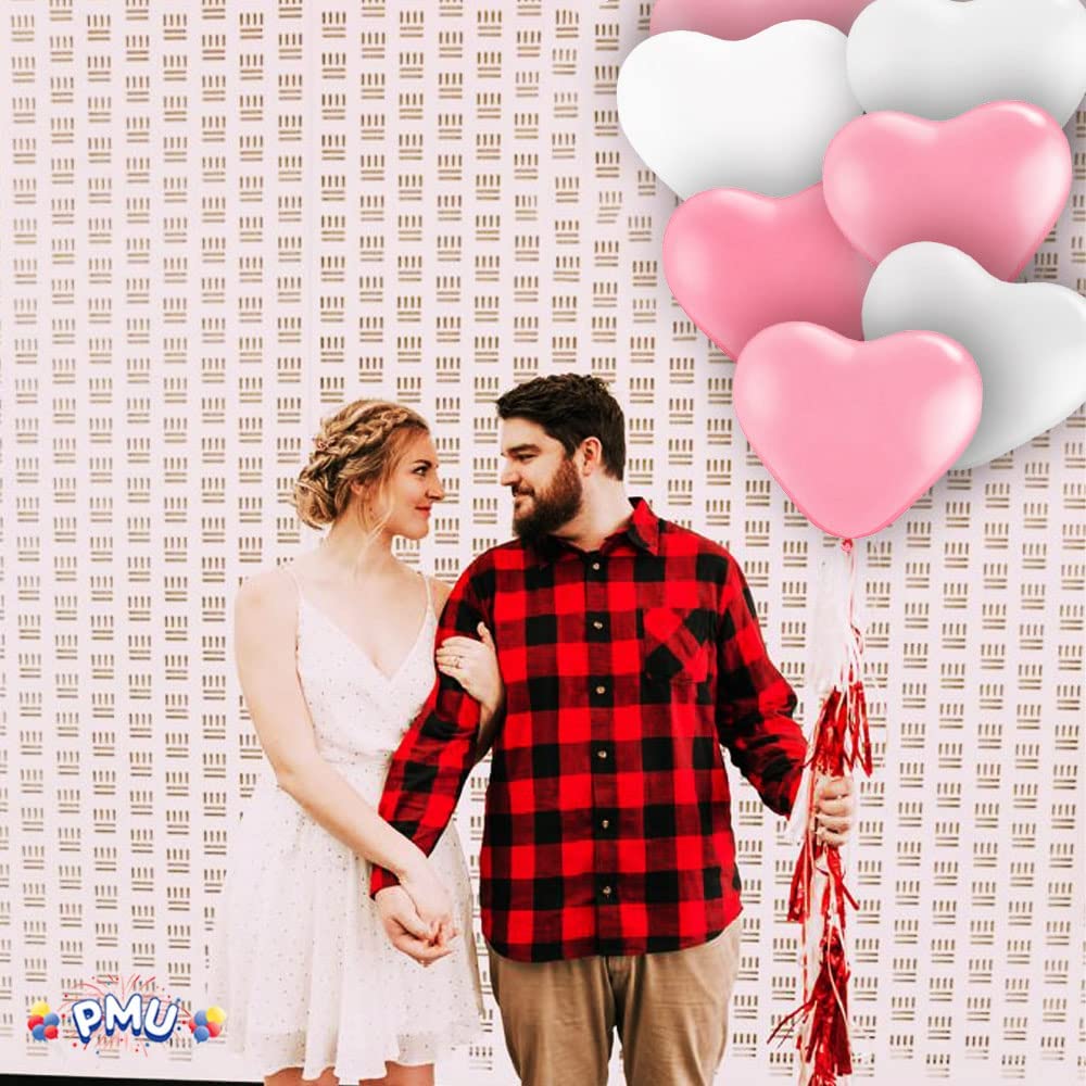 PMU Heart Shaped Balloons 15 Inch PartyTex Premium Latex Valentines Day, Weddings, Birthdays, Anniversaries, Engagements