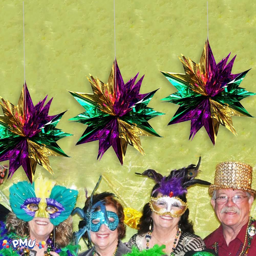 PMU Mardi Gras Starburst Tinsel 24 Inches Hanging Decoration