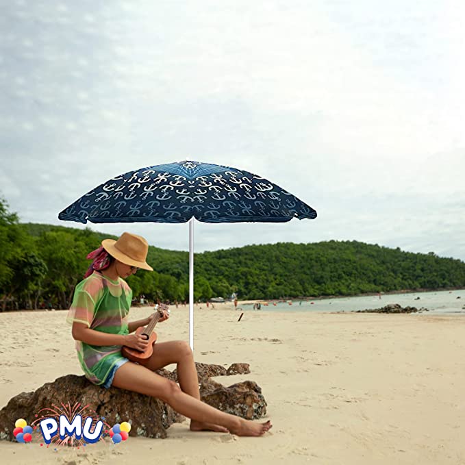 PMU Beach Umbrella - UV Protection Sunshade Umbrella for Beach, Patio, Yard & Garden - 8 feet