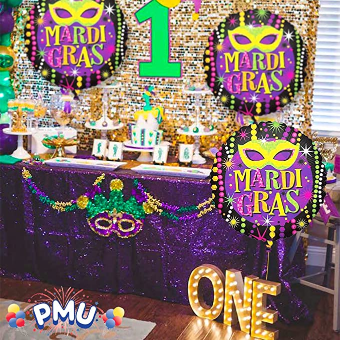 PMU Mardi Gras 18 Inch Mylar-Foil Balloon Party Accessories Indoor/Outdoor Decoration