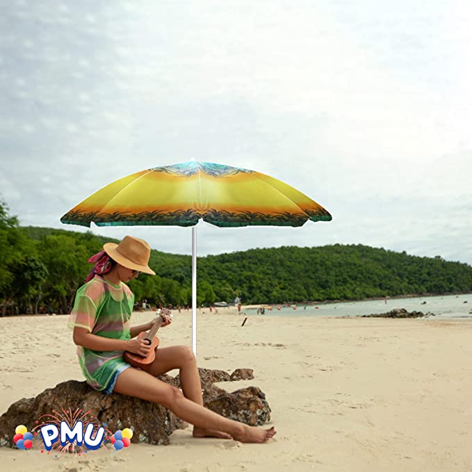 PMU Beach Umbrella - UV Protection Sunshade Umbrella for Beach, Patio, Yard & Garden - 8 feet