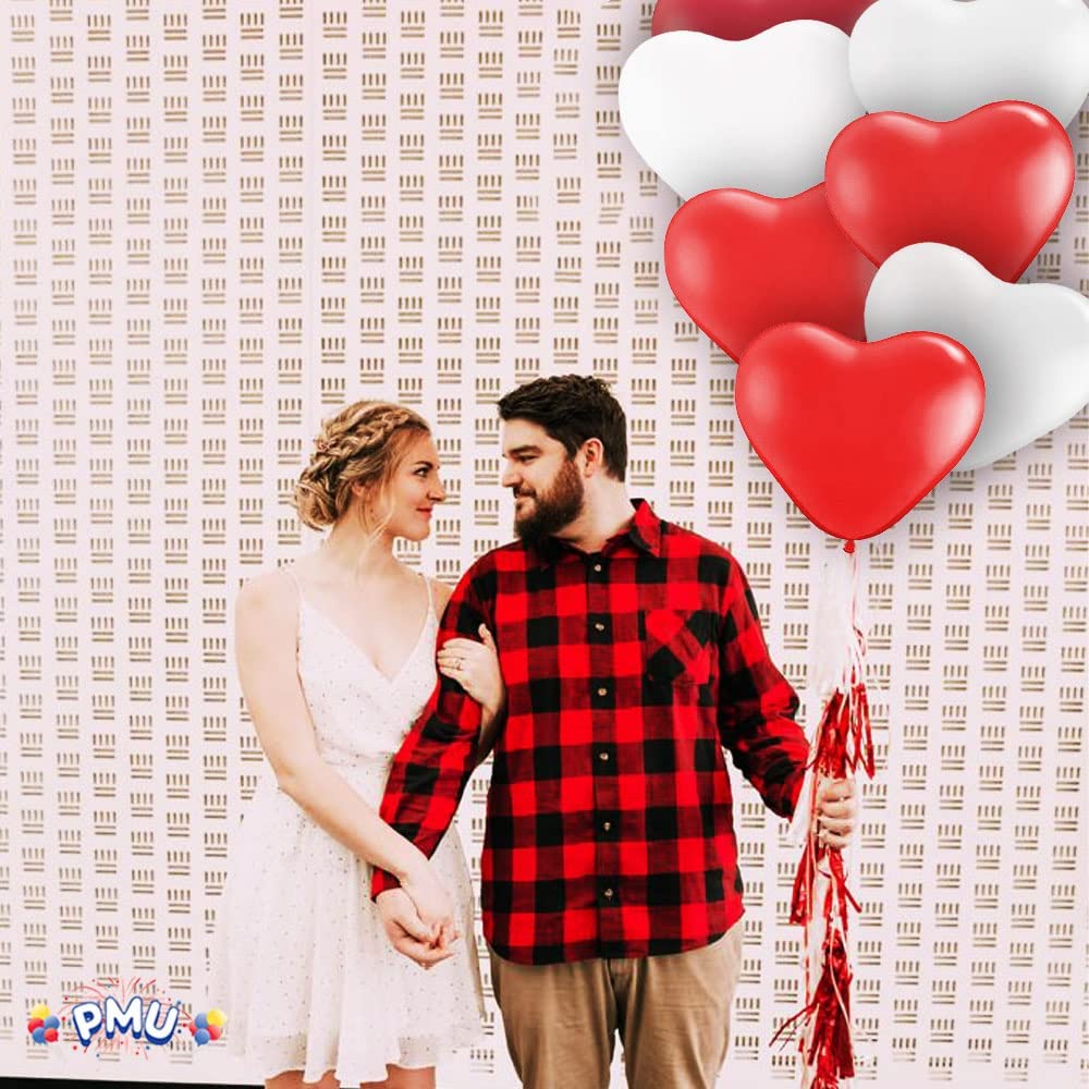 PMU Heart Shaped Balloons 15 Inch PartyTex Premium Latex Valentines Day, Weddings, Birthdays, Anniversaries, Engagements
