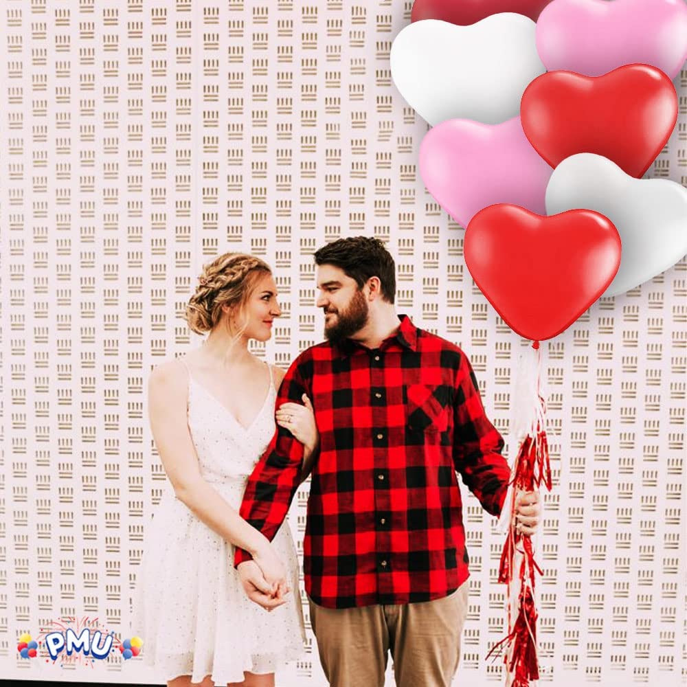 PMU Heart Shaped Balloons 15 Inch PartyTex Premium Latex Valentines Day, Weddings, Birthdays, Anniversaries, Engagements