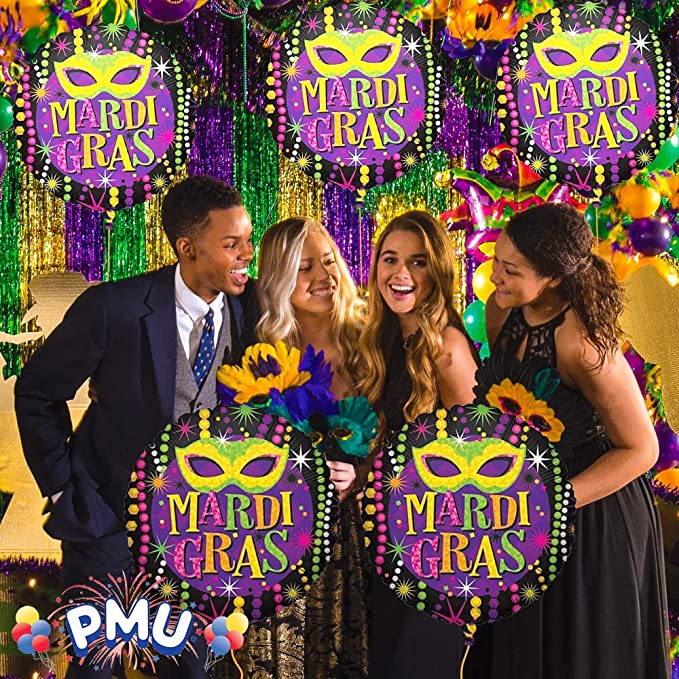 PMU Mardi Gras 18 Inch Mylar-Foil Balloon Party Accessories Indoor/Outdoor Decoration