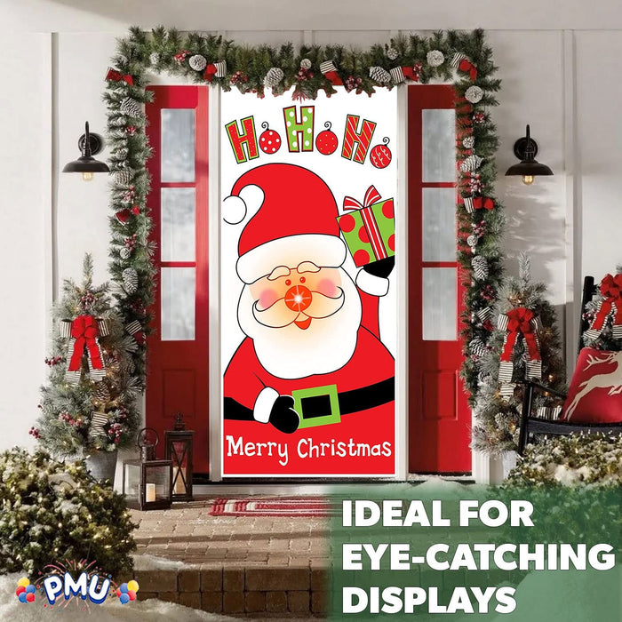 PMU Christmas Light Up Door Cover 30 Inch x 60 Inch and Flashlight Projector for Kids
