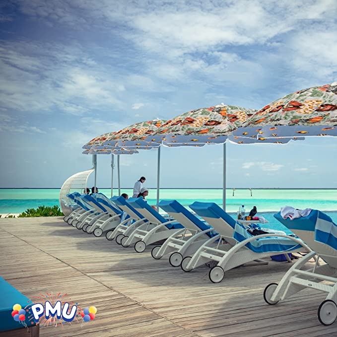 PMU Beach Umbrella - UV Protection Sunshade Umbrella for Beach, Patio, Yard & Garden - 8 feet