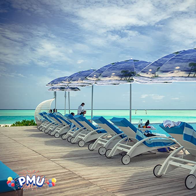 PMU Beach Umbrella - UV Protection Sunshade Umbrella for Beach, Patio, Yard & Garden - 8 feet