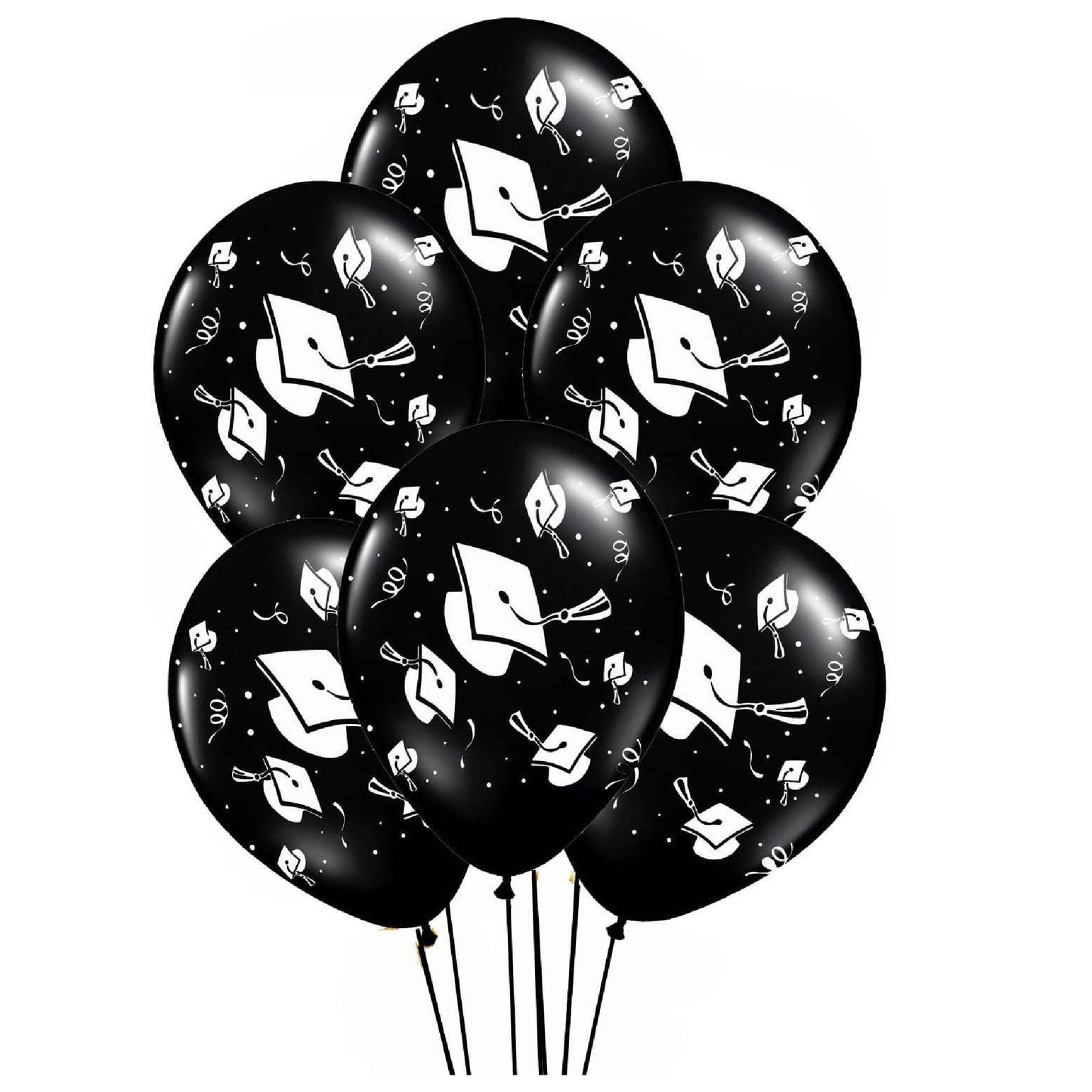 PMU Graduation Balloons | Premium Congrats Grad Balloon with All-Over Print Grad Caps-Confetti and Streamers | Graduation Party Supplies & Decorations | Latex Balloons