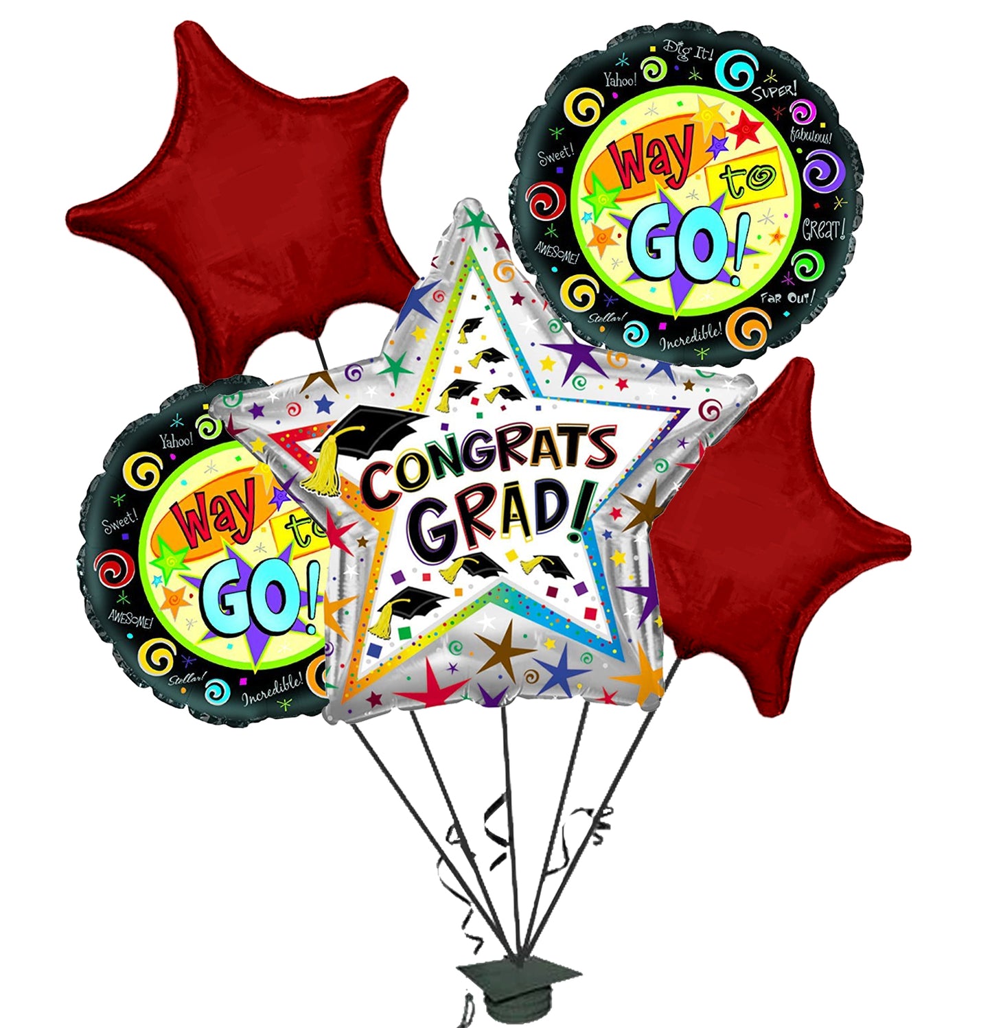 PMU Way To Go Grad Balloon Bouquet (5/pkg) Pkg/1