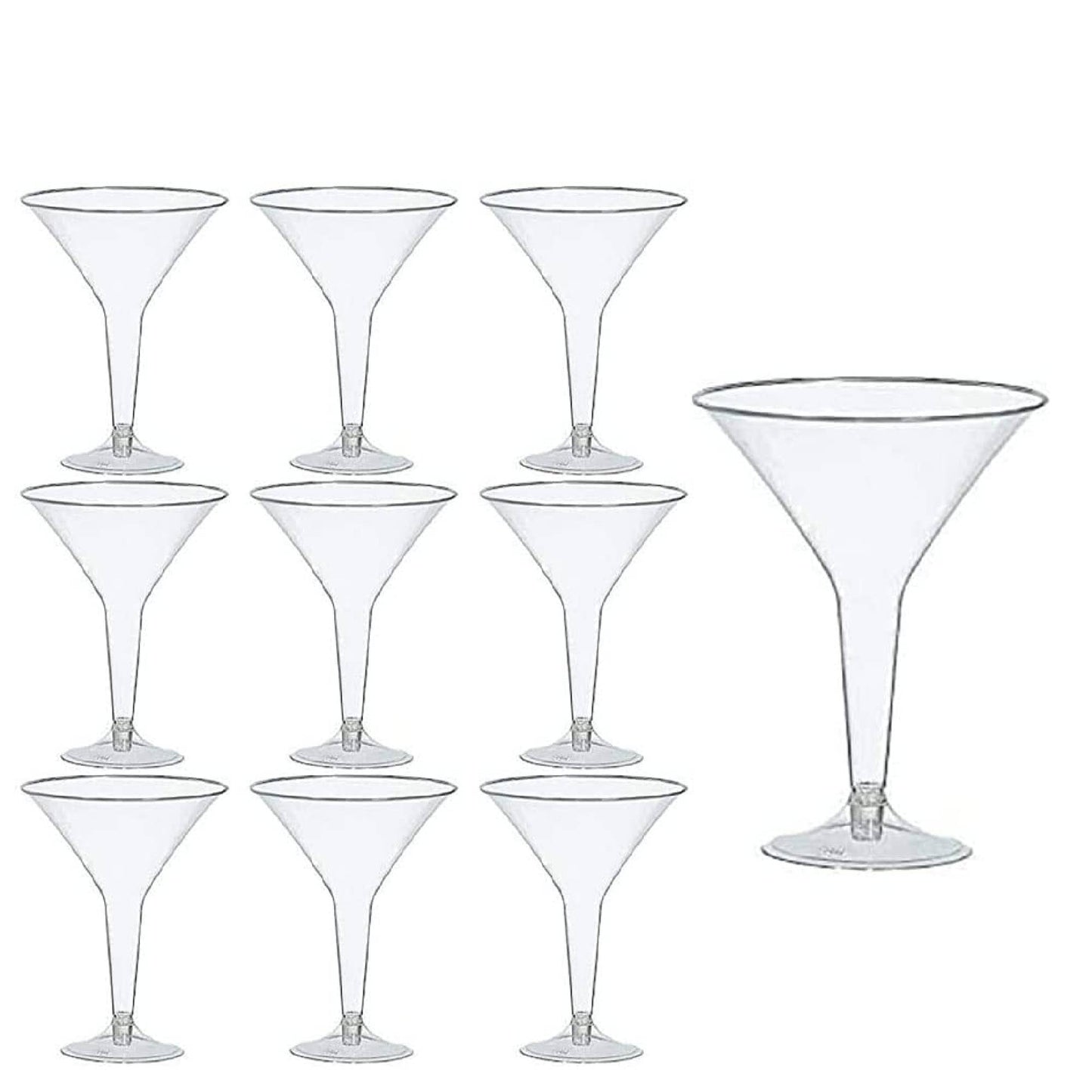 PMU Martini Glasses - Disposable Plastic Drinking Glasses - Reusable Martini Cups Drinkware - Perfect for Cocktail, Whiskey, Margarita - Glassware for Home Bar & Parties - Clear