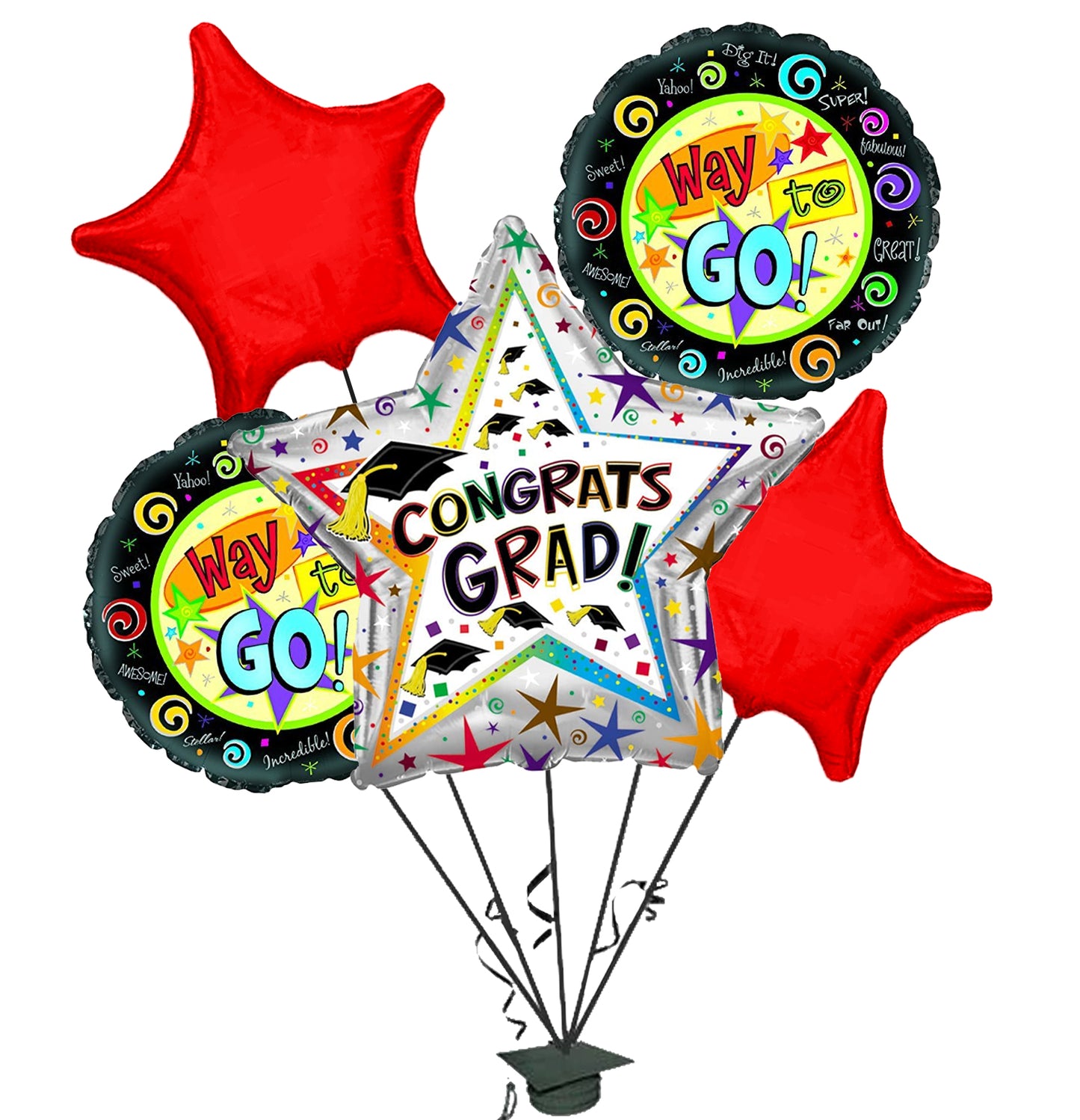 PMU Way To Go Grad Balloon Bouquet (5/pkg) Pkg/1