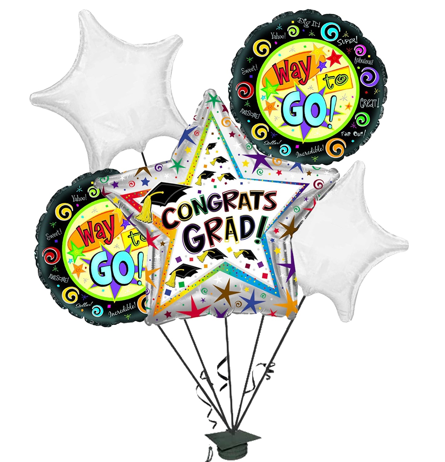 PMU Way To Go Grad Balloon Bouquet (5/pkg) Pkg/1