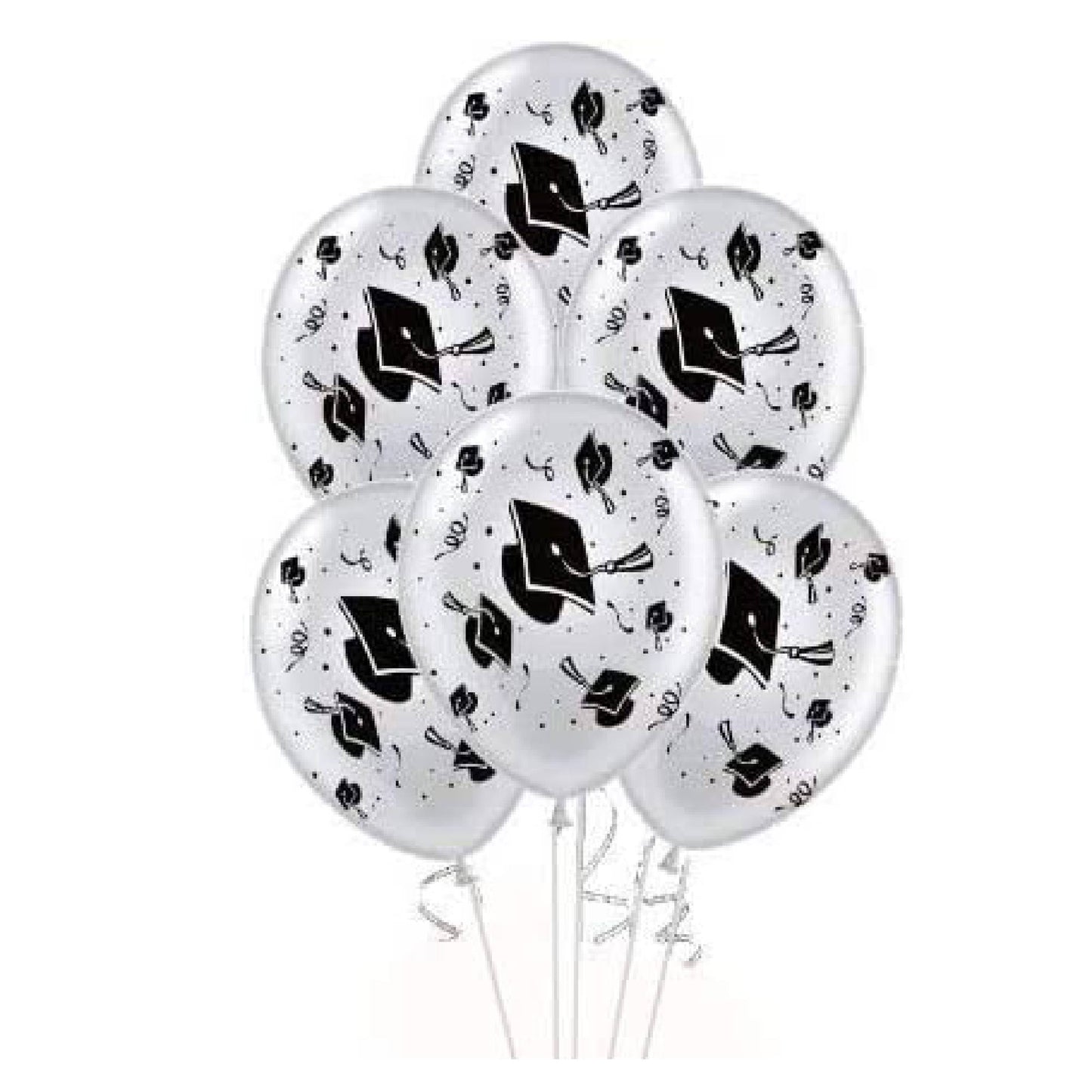 PMU Graduation Balloons | Premium Congrats Grad Balloon with All-Over Print Grad Caps-Confetti and Streamers | Graduation Party Supplies & Decorations | Latex Balloons