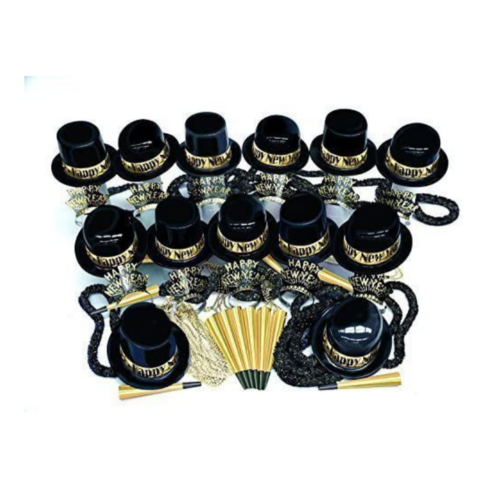 PMU New Year’s Eve Party Supplies Show Boat Gold/Black Party Assortment