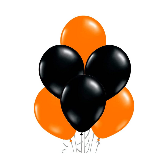 PMU Halloween Balloons 11 Inch Orange & Black Assortment Latex Pkg/100
