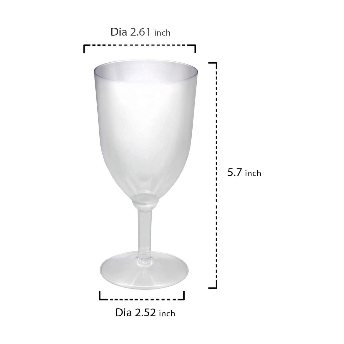 PMU Hard Plastic One Piece 8-Ounce Wine Glasses, Clear, (8/Pkg)