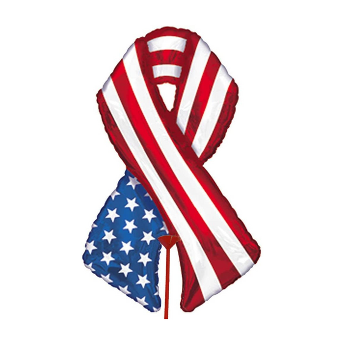 PMU Patriotic 4th of July Airfill Star Ribbon Shape Red/Blue/White 14 Inches with stick Mylar-Foil Balloon