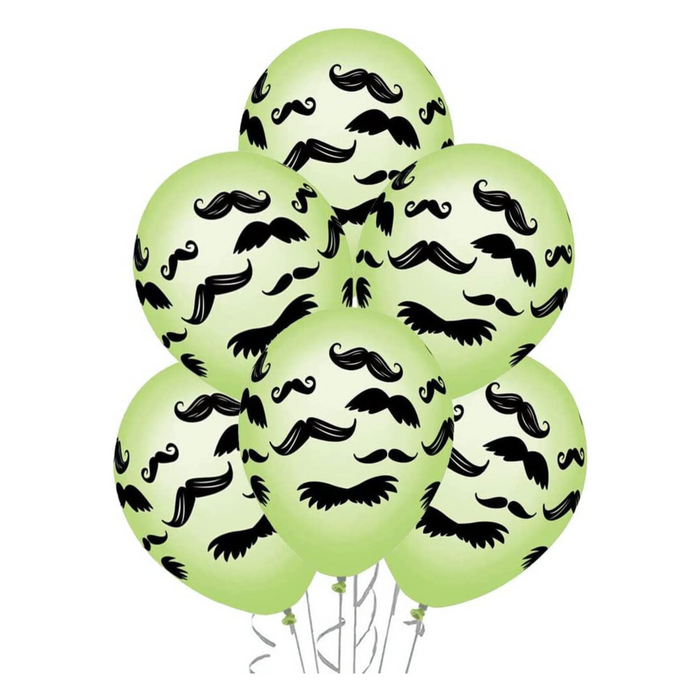PMU 11 Inch Mustaches Wrap Pastel Assorted Latex Balloons