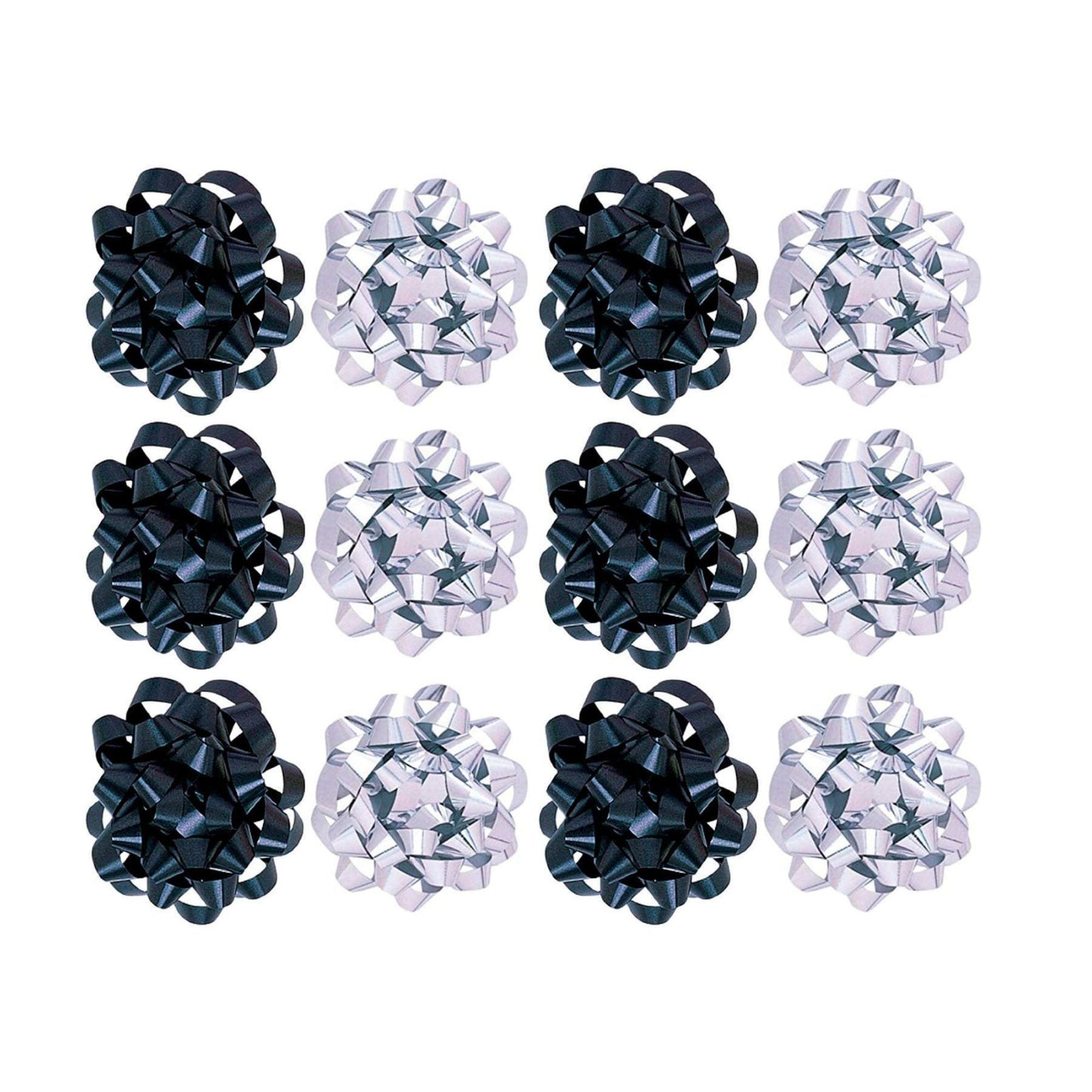 PMU Decorative Confetti Gift Bows Large Metallic Assortment (12/Pkg) Pkg/1