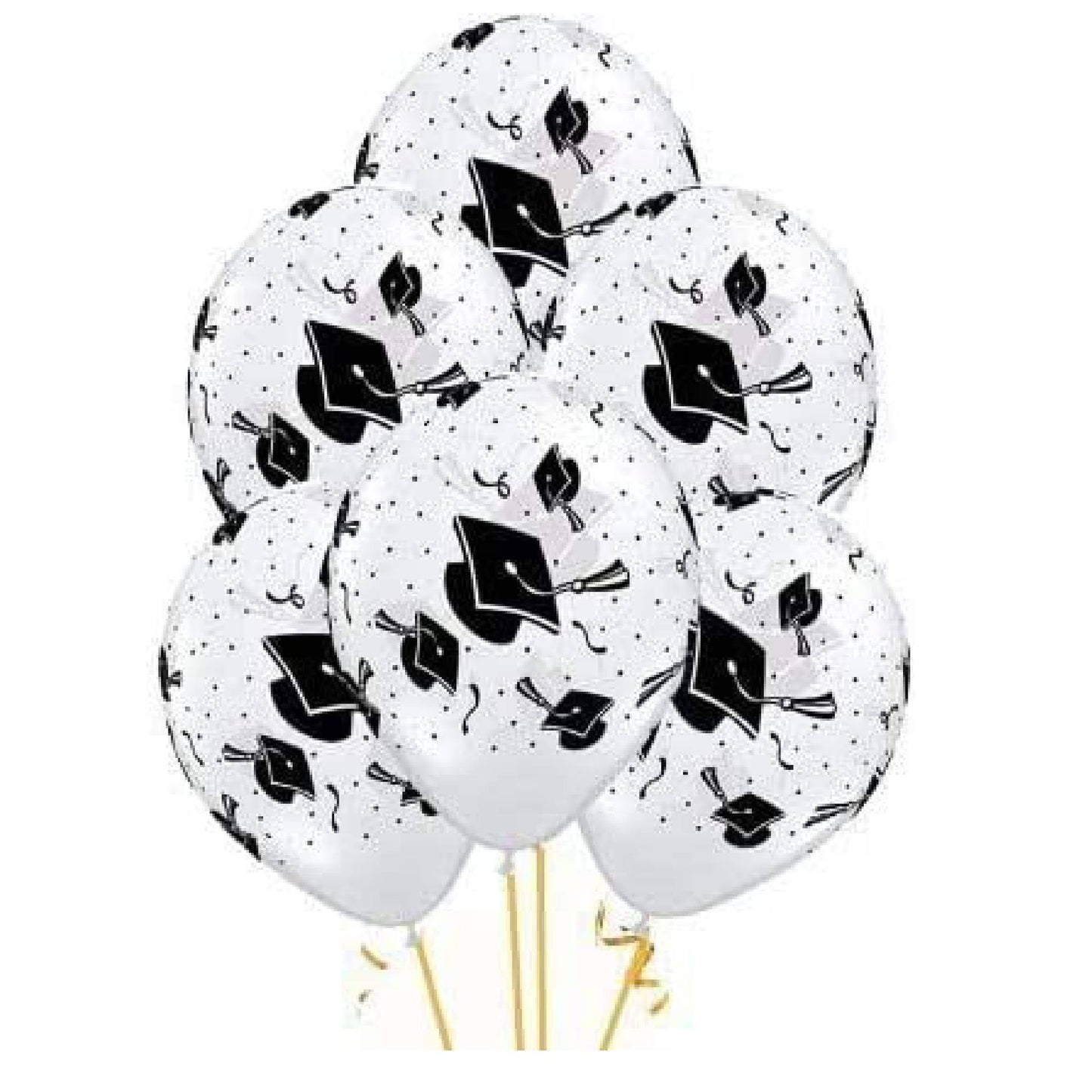 PMU Graduation Balloons | Premium Congrats Grad Balloon with All-Over Print Grad Caps-Confetti and Streamers | Graduation Party Supplies & Decorations | Latex Balloons