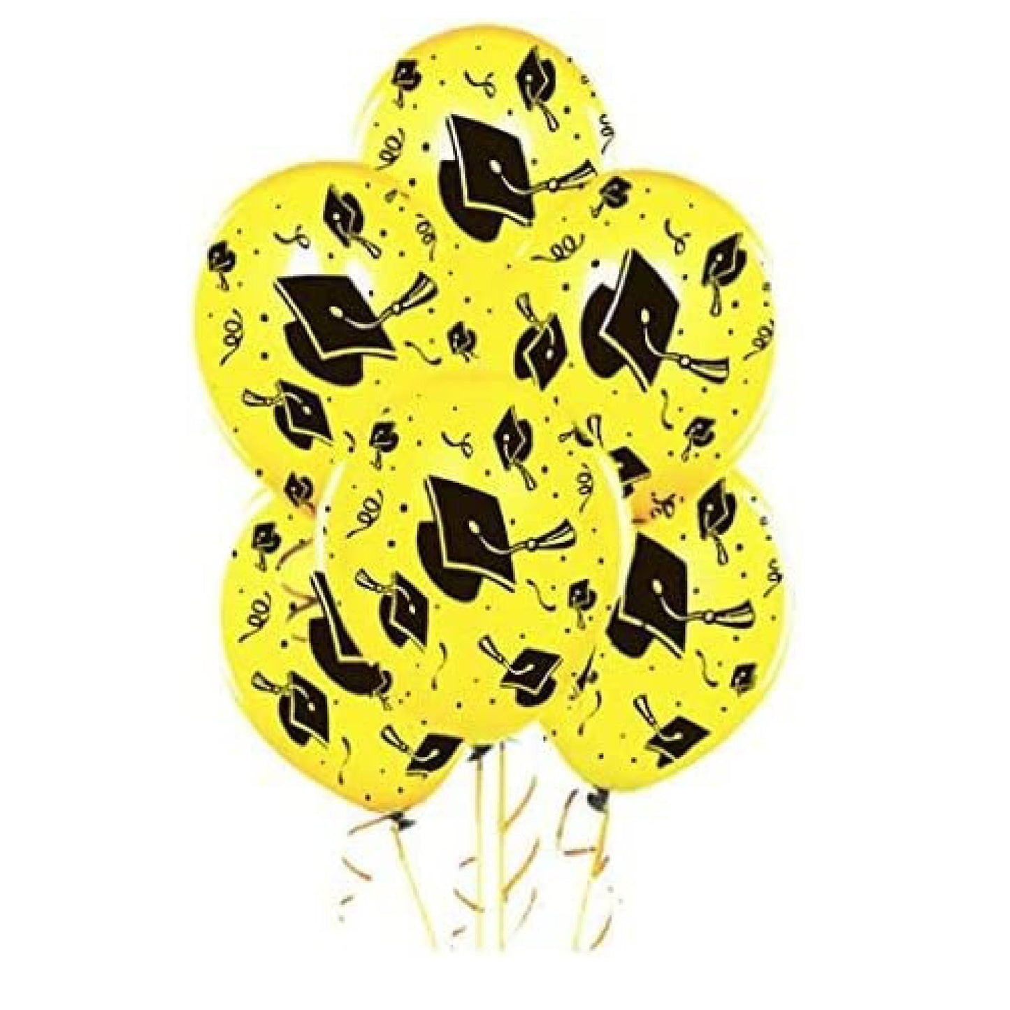 PMU Graduation Balloons | Premium Congrats Grad Balloon with All-Over Print Grad Caps-Confetti and Streamers | Graduation Party Supplies & Decorations | Latex Balloons