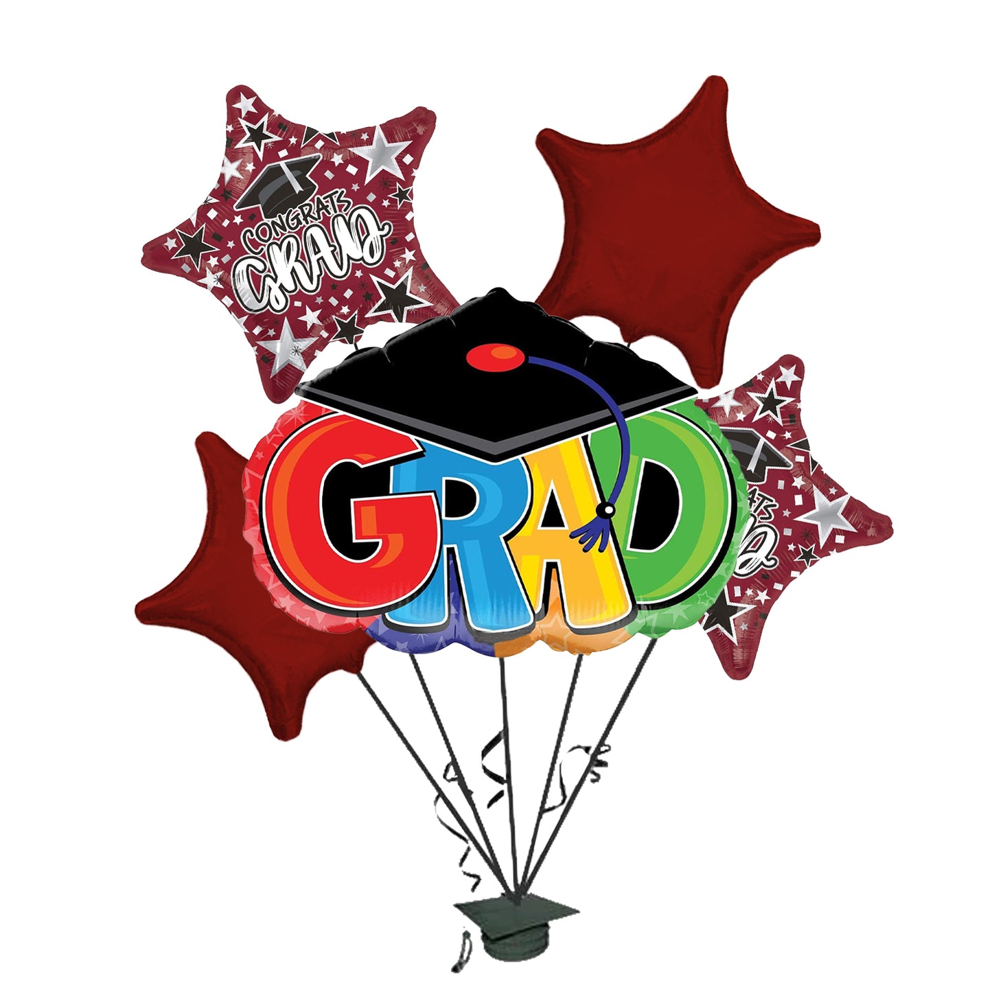 PMU Graduation Congrats Grad Cap Balloon Bouquet (5/Pkg)
