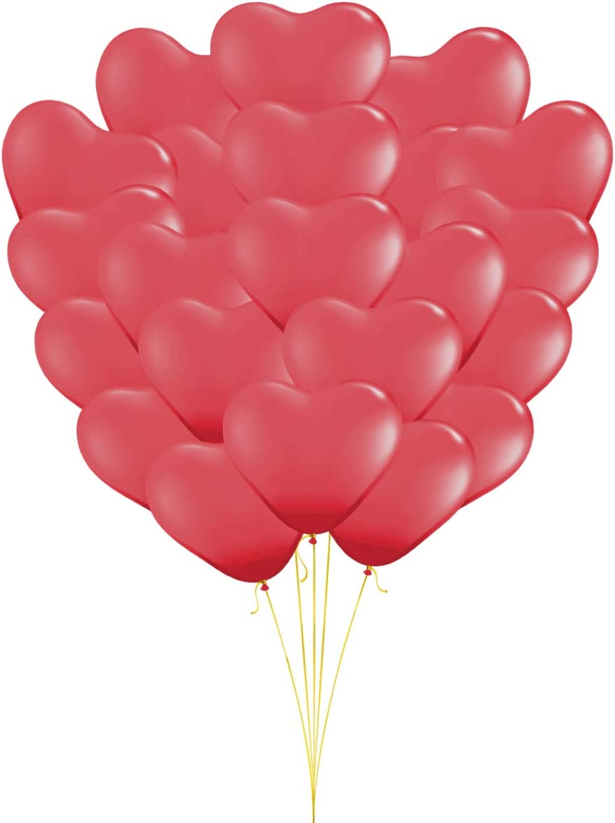 PMU Heart Shaped Balloons 15 Inch PartyTex Premium Latex Valentines Day, Weddings, Birthdays, Anniversaries, Engagements