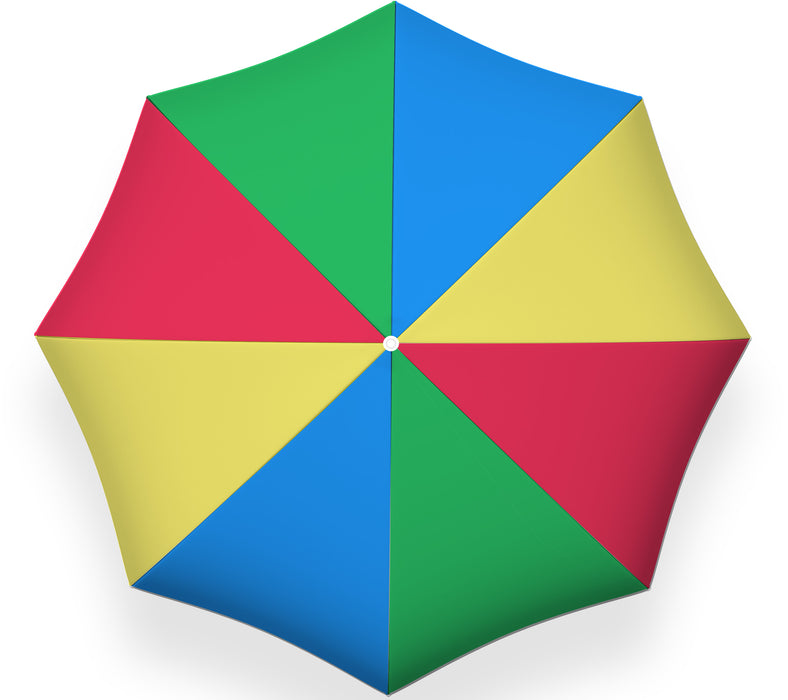 PMU Beach Umbrella 6 feet Opens to 72 inches Multicolor Beach Parasol with Carrying Sleeve for Beach, Patio, and Outdoor Sun Protection Polyester