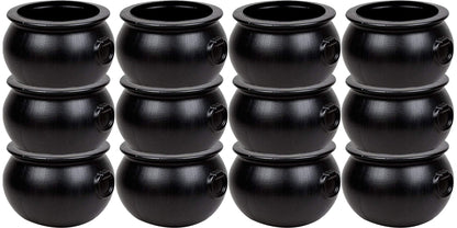PMU Halloween Cauldron - Multi-Pack Assortment Plastic Candy Holder for Kids - Halloween Party Favors & Supplies - Black Set