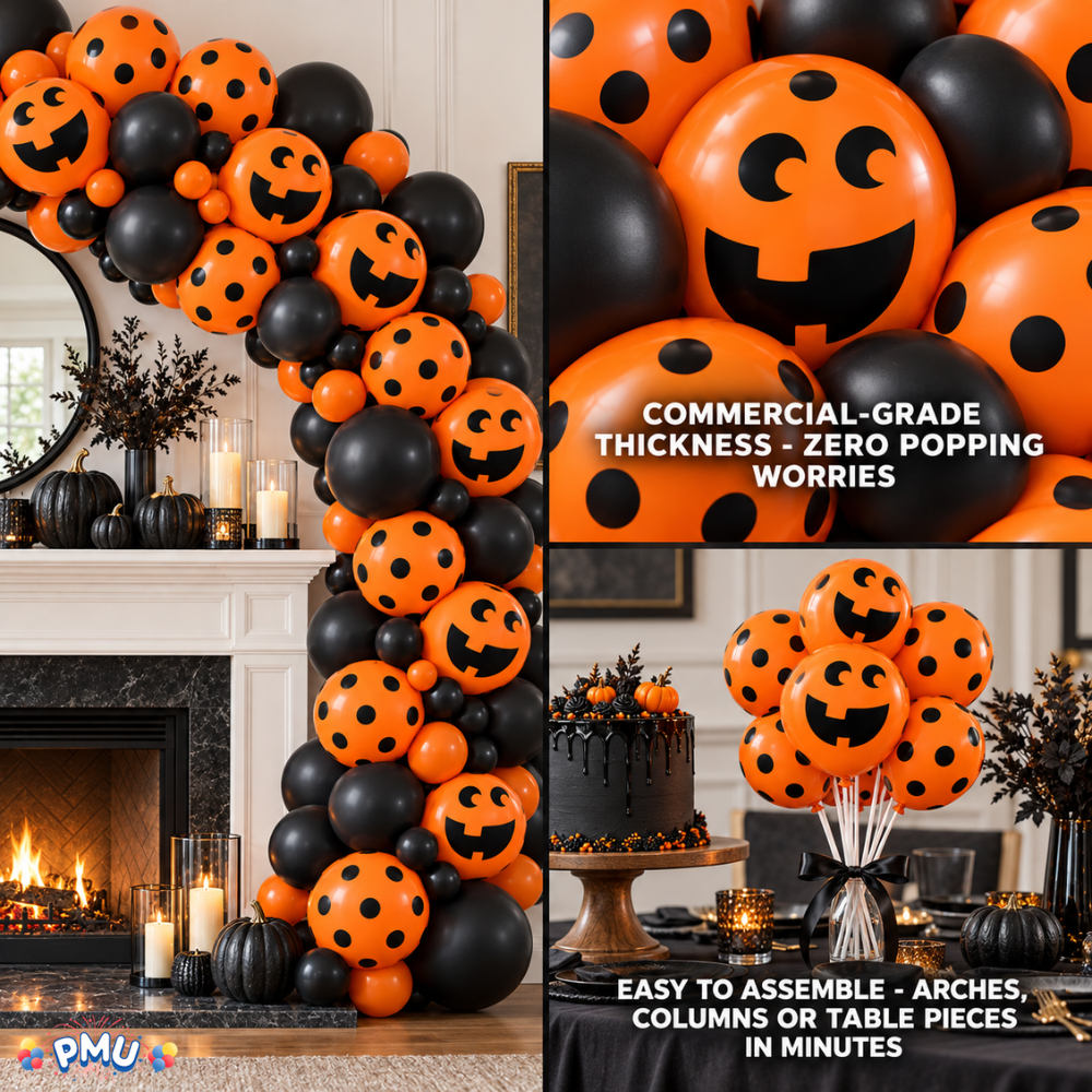 PMU Halloween Balloons - Small Latex Balloons for Halloween Ghost Theme & Birthday Parties, Trick-or-Treat, Party Favors & Decoration Supplies