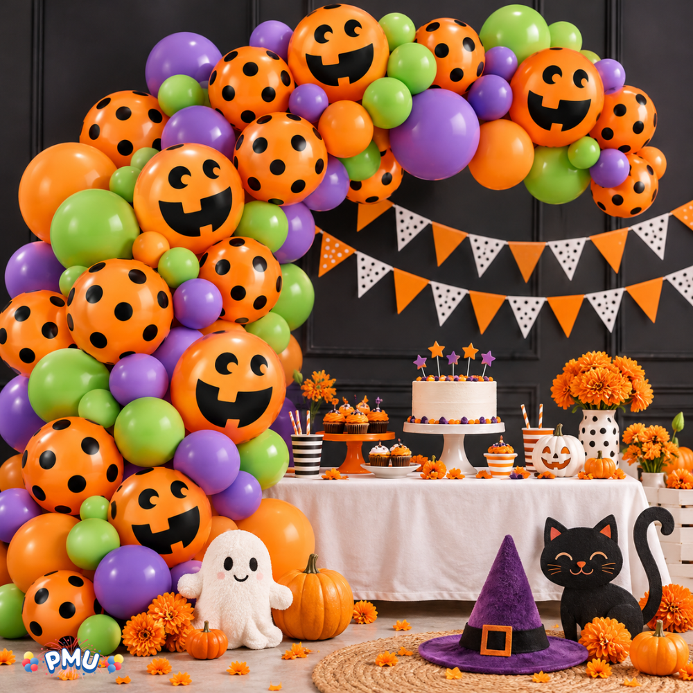 PMU Halloween Balloons - Small Latex Balloons for Halloween Ghost Theme & Birthday Parties, Trick-or-Treat, Party Favors & Decoration Supplies