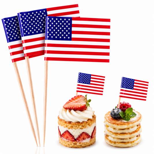 PMU Patriotic American Flag Party Picks & Drink Umbrellas – 4th of July Cupcake Toppers, Toothpick Flags, Cocktail Picks & Memorial Day Party Decorations