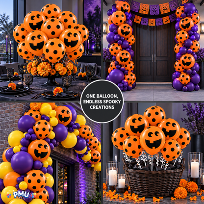 PMU Halloween Balloons - Small Latex Balloons for Halloween Ghost Theme & Birthday Parties, Trick-or-Treat, Party Favors & Decoration Supplies