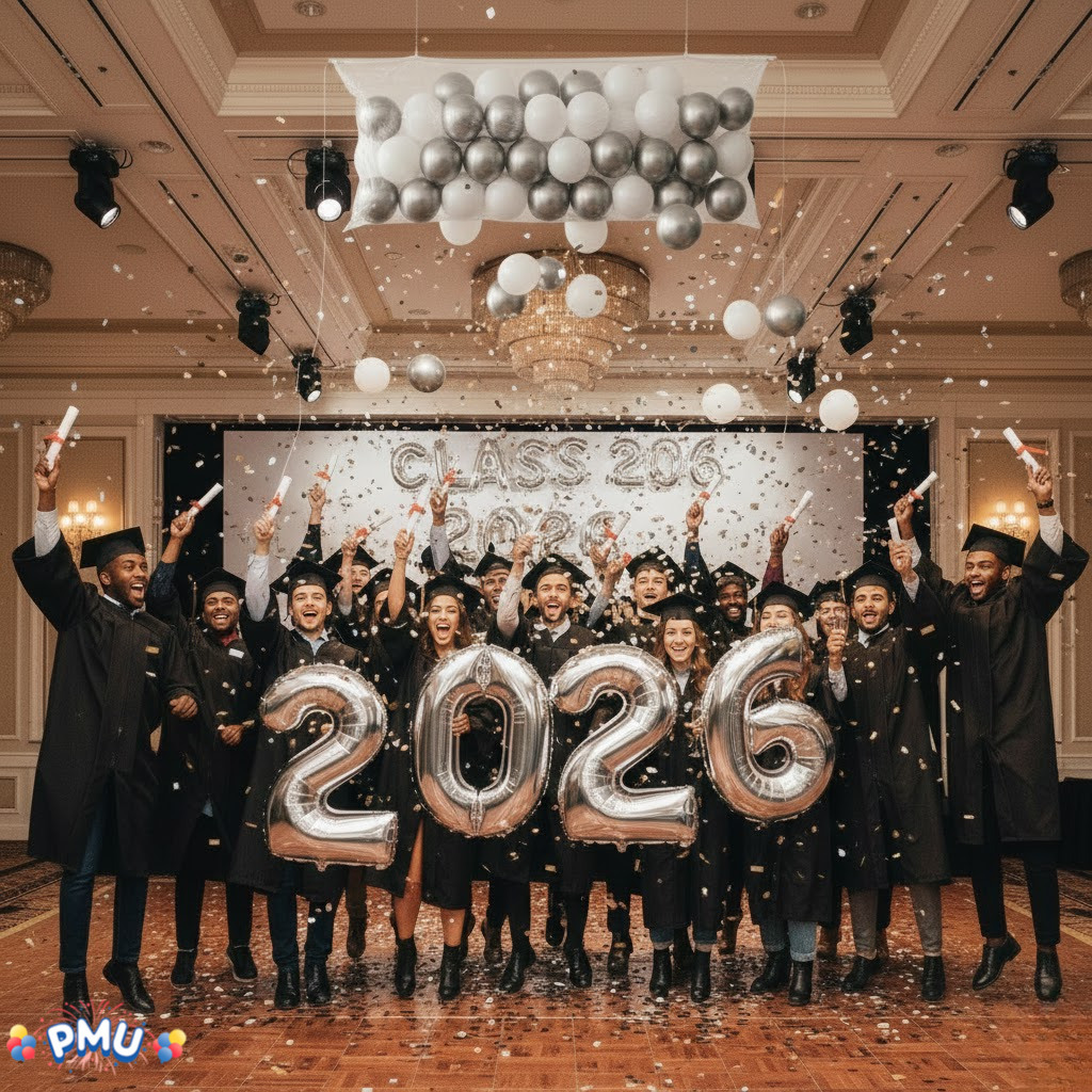 PMU New Year's Eve Party Balloon Drop Kit (100pcs Assorted 9in and 5in Balloons with Hand Pump) 4pcs "2026" 40in Gold Mylar Balloons 1 Set Assortment
