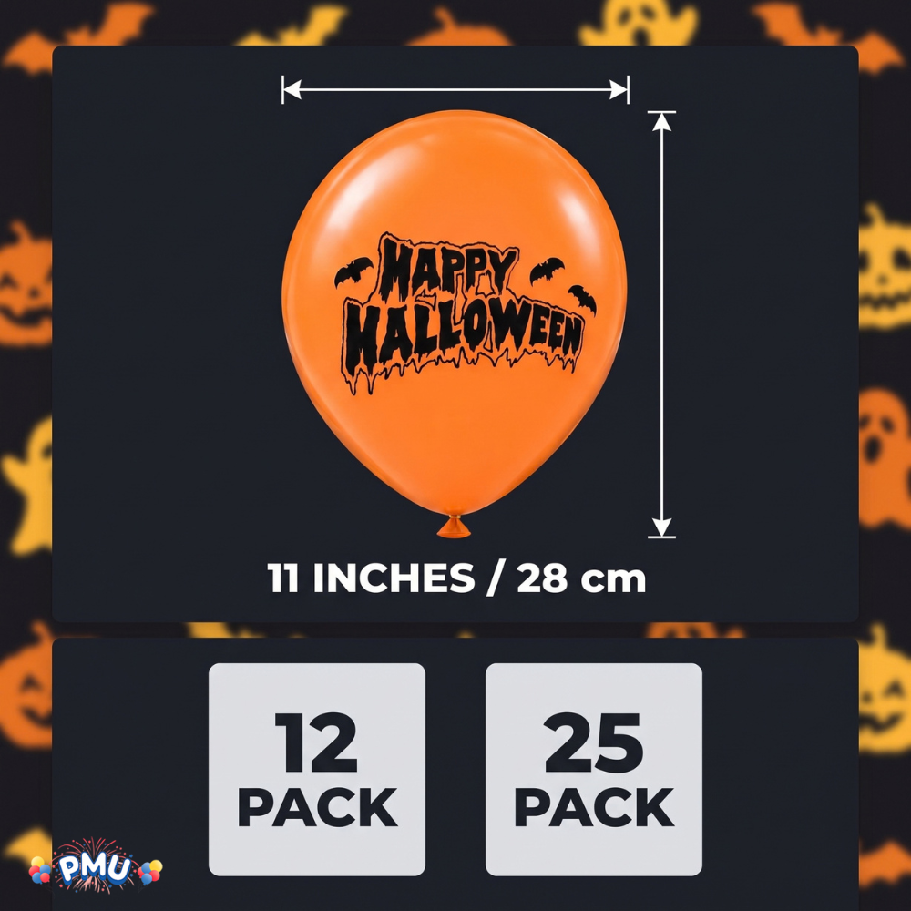 PMU Halloween Balloons - Small Latex Balloons for Halloween Ghost Theme & Birthday Parties, Trick-or-Treat, Party Favors & Decoration Supplies