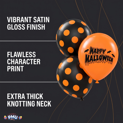 PMU Halloween Balloons - Small Latex Balloons for Halloween Ghost Theme & Birthday Parties, Trick-or-Treat, Party Favors & Decoration Supplies