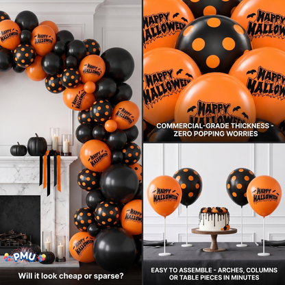 PMU Halloween Balloons - Small Latex Balloons for Halloween Ghost Theme & Birthday Parties, Trick-or-Treat, Party Favors & Decoration Supplies