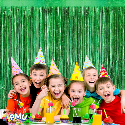 PMU Metallic Fringe Curtains | Metallic Foil Fringe Backdrop Curtains | Fringe Backdrop for Graduation, Birthday Party Decorations, Baby Shower, Disco Party |3ft x 8ft