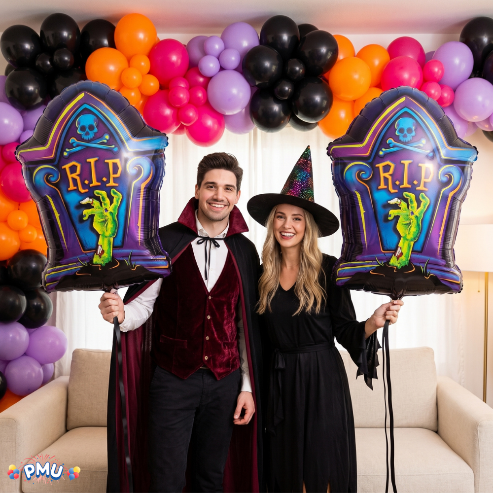 PMU Halloween Mylar Foil Balloons for Halloween Party Decorations, Haunted House, Photo Booth & Spooky Celebrations