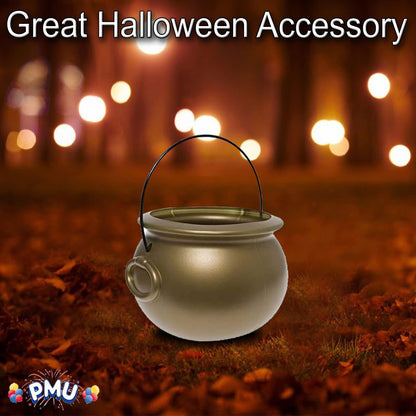 PMU Halloween Cauldron - Blow Mold Plastic Party Accessory - Candy Holder for Kids - Halloween Party Favors & Supplies - 8 Inch