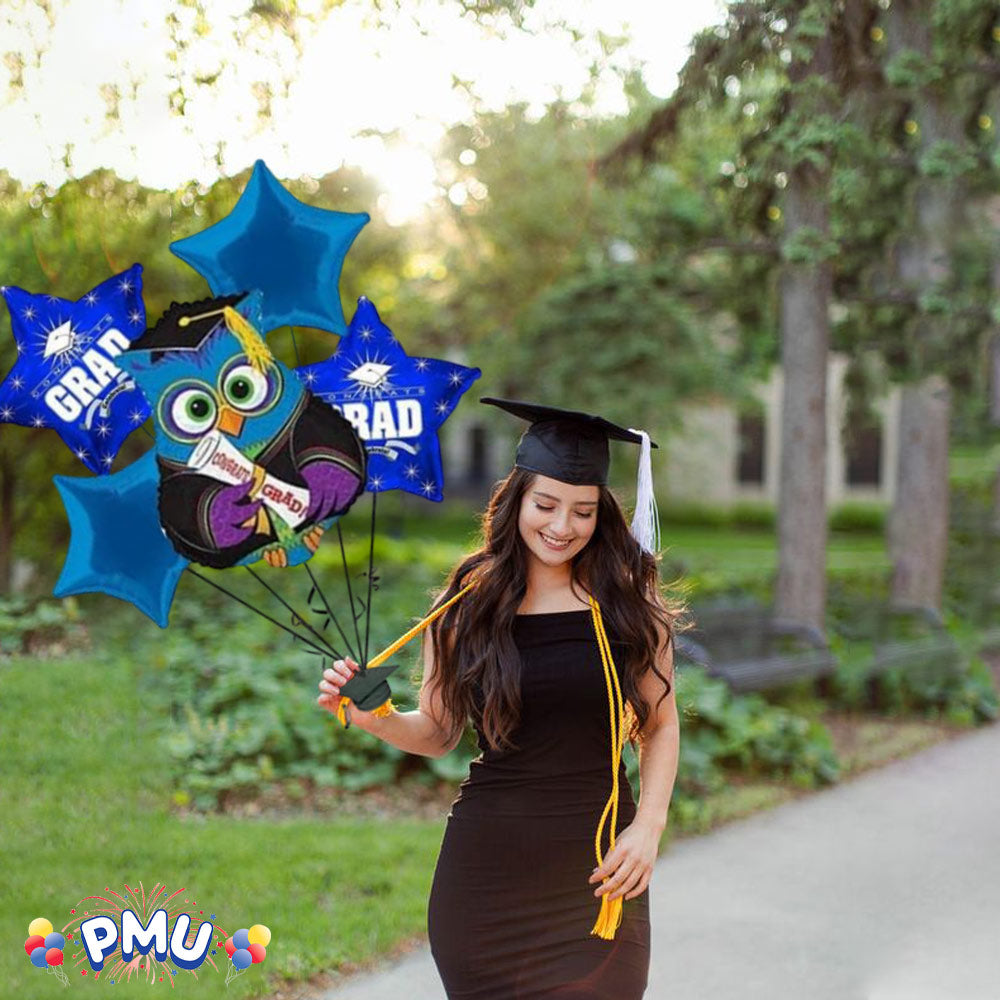 PMU Graduation Jumping Smiley Grad Balloon Bouquet (5/Pkg) Pkg/1