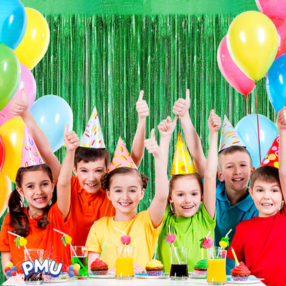 PMU Metallic Fringe Curtains | Metallic Foil Fringe Backdrop Curtains | Fringe Backdrop for Graduation, Birthday Party Decorations, Baby Shower, Disco Party |3ft x 8ft